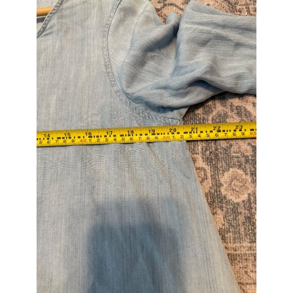 John Mark Women's Pullover Chambray Blouse Medium 3/4 Sleeves Coastal Lagenlook - Picture 8 of 9